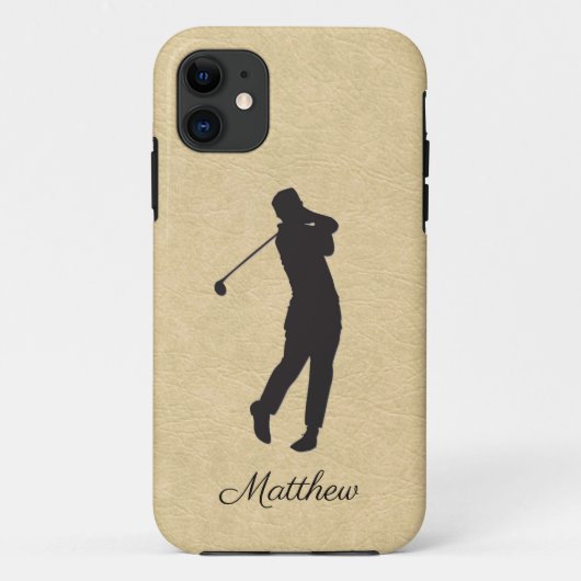 Personal Tan Leather Golf Design Case-Mate iPhone Case (Achterkant)