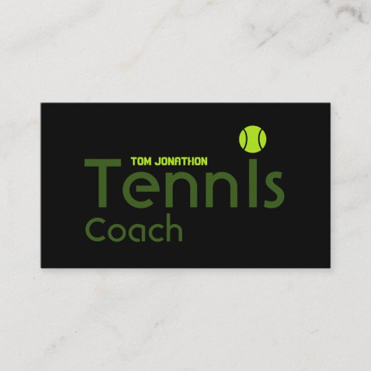Personal Tennis Coach Black Visitekaartje (Voorkant)