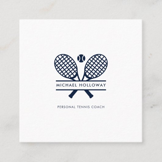 Personal Tennis Coach Minimalist Wit Vierkante Visitekaartje (Voorkant)