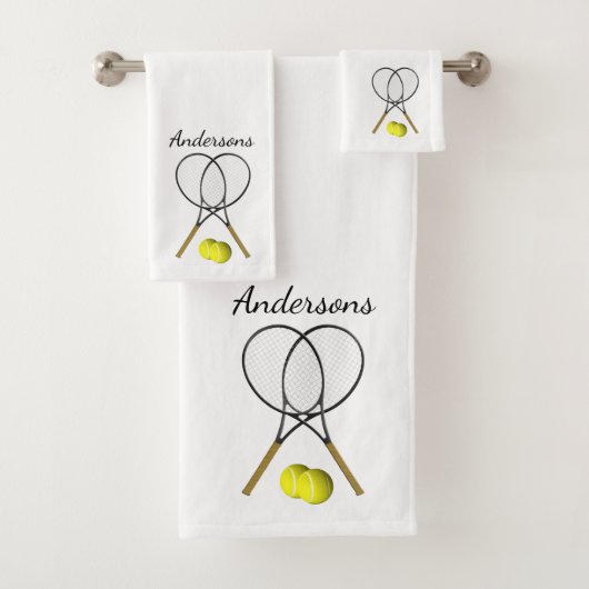 Personal Tennis Doubles White Bath Towel Set Bad Handdoek (Insitu)
