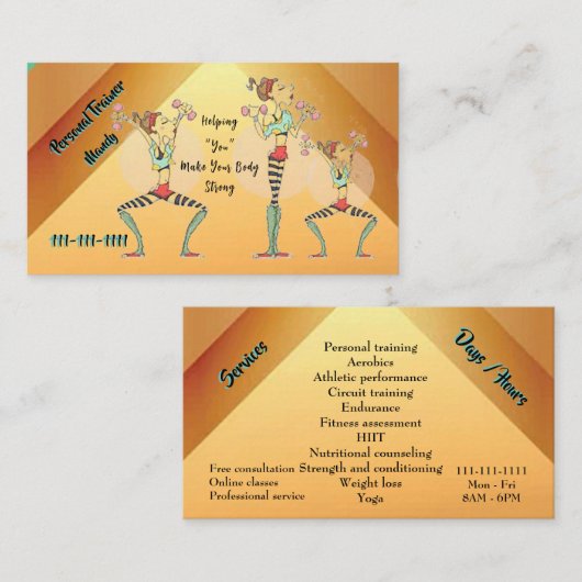 Personal Trainer 3,5" x 2,0" Visitekaartje (Voorkant / Achterkant)
