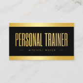 Personal Trainer Black And Gold Business Card Visitekaartje (Voorkant)