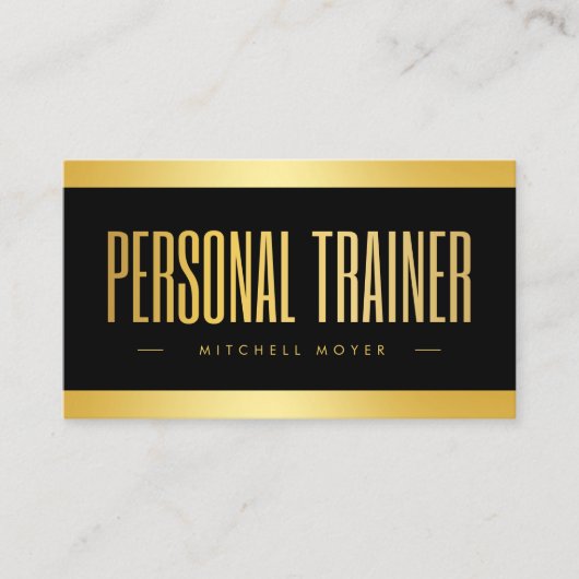 Personal Trainer Black And Gold Business Card Visitekaartje (Voorkant)