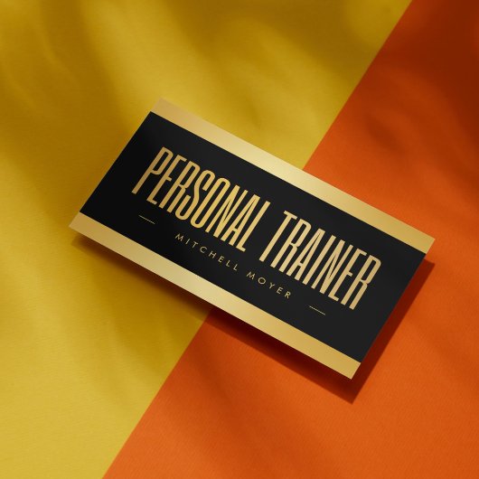 Personal Trainer Black And Gold Business Card Visitekaartje