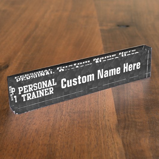 Personal Trainer Black Varsity Naambordje (Zijkant)