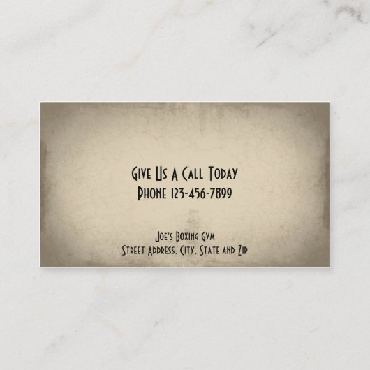 Personal Trainer Boxer Gym Visitekaartje (Achterkant)