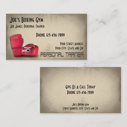 Personal Trainer Boxer Gym Visitekaartje (Voorkant / Achterkant)