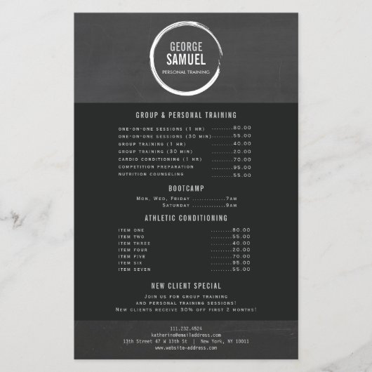 PERSONAL TRAINER CUSTON CHALK SKETCH LOGO FLYER (Voorkant)