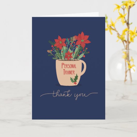 Personal Trainer Dank u Kerstmis Poinsettias Kaart (Gele Bloem)