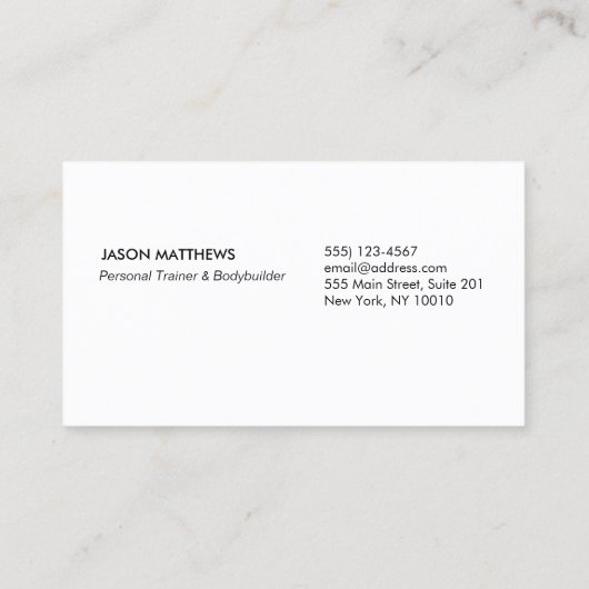 Personal Trainer Dumbbell Black Visitekaartje (Achterkant)