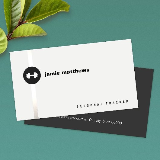 Personal Trainer Dumbbell Logo Fitness Instructor Visitekaartje