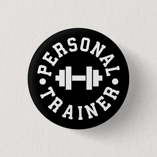 Personal Trainer - Dumbbell Logo - Workout Gym Ronde Button 3,2 Cm (Voorkant)