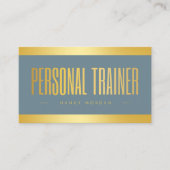 Personal Trainer Dusty Blue en Gold Visitekaartje (Voorkant)