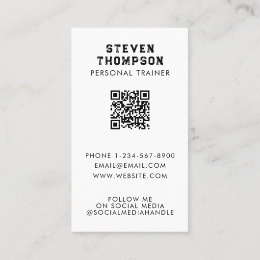Personal Trainer Fitness Atleet Foto QR-code Visitekaartje (Achterkant)