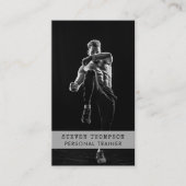 Personal Trainer Fitness Atleet Zwart Wit Foto Visitekaartje (Voorkant)