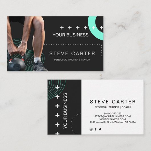 Personal Trainer Fitness Club Coach Visitekaartje (Voorkant / Achterkant)