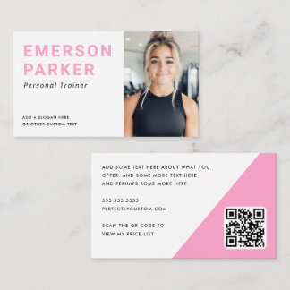 Personal trainer fitness coach photo pink visitekaartje