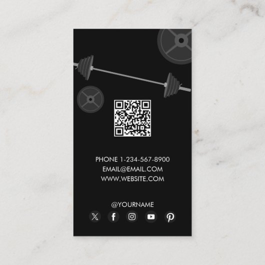 Personal Trainer Fitness Dumbbell QR Code Visitekaartje (Achterkant)