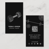 Personal Trainer Fitness Dumbbell QR Code Visitekaartje (Voorkant / Achterkant)