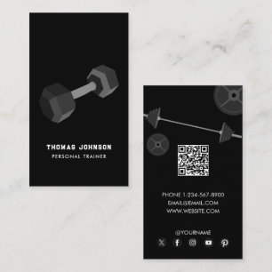 Personal Trainer Fitness Dumbbell QR Code Visitekaartje