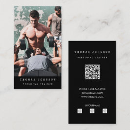 Personal Trainer Fitness Foto QR Code Zwart Visitekaartje