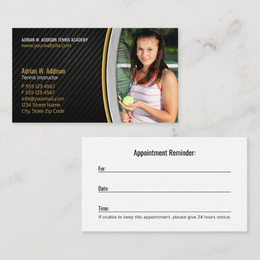 Personal Trainer Fitness Instructeur Tenniscoach Afsprakenkaartje (Voorkant / Achterkant)