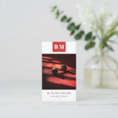 Personal Trainer Fitness Monogram Aangepaste Foto Visitekaartje (Staand voorkant)