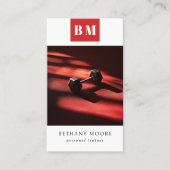 Personal Trainer Fitness Monogram Aangepaste Foto Visitekaartje (Voorkant)