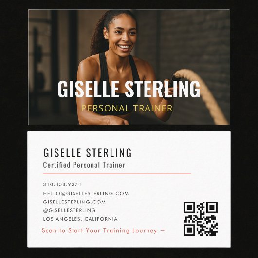 Personal Trainer Fitness Photo QR Code Visitekaartje