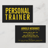Personal trainer fitness zwart en geel modern visitekaartje (Voorkant / Achterkant)