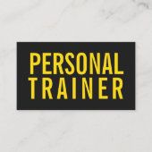 Personal trainer fitness zwart en geel modern visitekaartje (Voorkant)