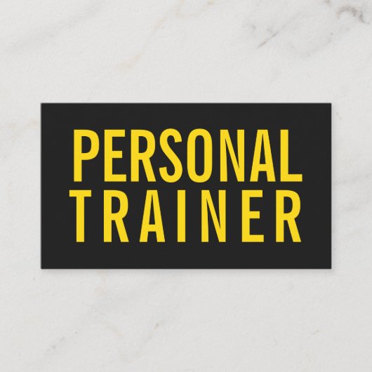 Personal trainer fitness zwart en geel modern visitekaartje (Voorkant)