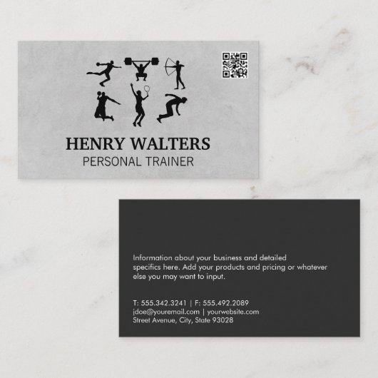 Personal Trainer | Fitnessactiviteiten | QR-code Visitekaartje (Voorkant / Achterkant)
