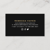 Personal Trainer Girly Black & Gold Tiger afdrukke Visitekaartje (Achterkant)