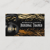 Personal Trainer Girly Black & Gold Tiger afdrukke Visitekaartje (Voorkant)