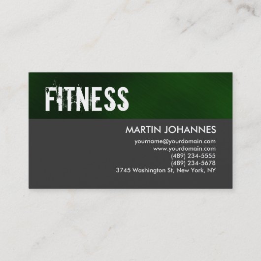 Personal Trainer Green Stripe Grey Visitekaartje (Voorkant)
