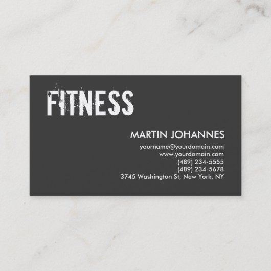 Personal Trainer Grey White Visitekaartje (Voorkant)