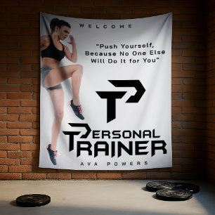 Personal Trainer Gym Fitness Gepersonaliseerd Wandkleed