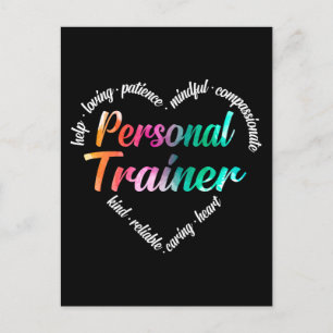 Personal Trainer Heart Word Cloud Waterverf Feestdagenkaart