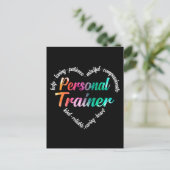 Personal Trainer Heart Word Cloud Waterverf Feestdagenkaart (Staand voorkant)