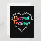 Personal Trainer Heart Word Cloud Waterverf Feestdagenkaart (Voorkant / Achterkant)