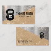 Personal Trainer Kettle Bell Metallic Grunge Visitekaartje (Voorkant / Achterkant)