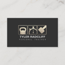 Personal Trainer Kettlebell, Dumbbell, Stopwatch Visitekaartje