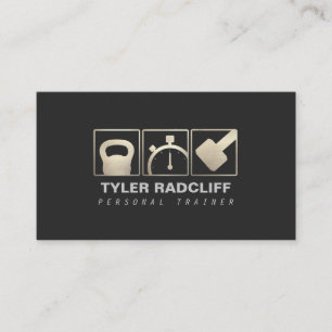 Personal Trainer Kettlebell, Dumbbell, Stopwatch Visitekaartje