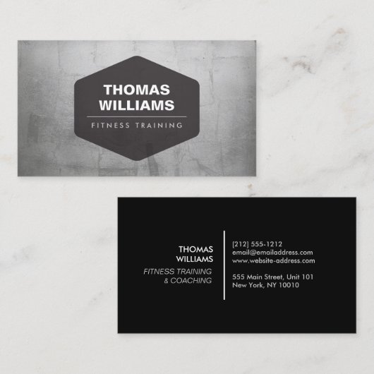 Personal Trainer Logo op Faux Silver Visitekaartje (Voorkant / Achterkant)