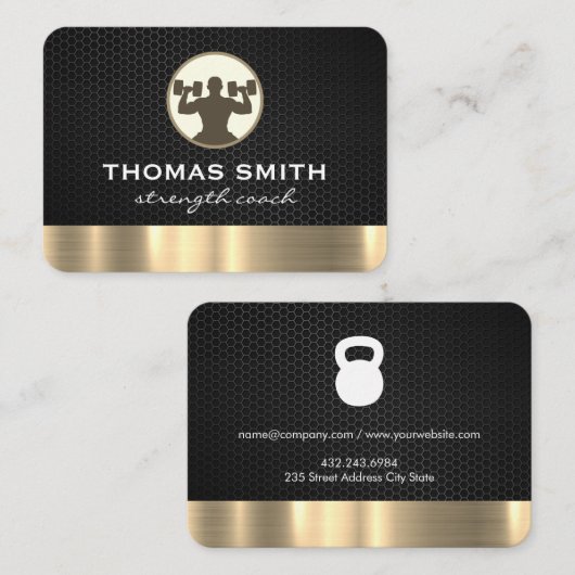 Personal Trainer Metallic Gold Trim | geschiktheid Visitekaartje (Voorkant / Achterkant)