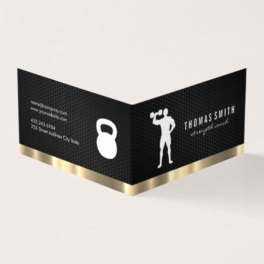 Personal Trainer Metallic Gold Trim Visitekaartje (Buitenkant)
