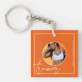 Personal Trainer | Oranje thema QR Code Sleutelhan Sleutelhanger (Voorkant)