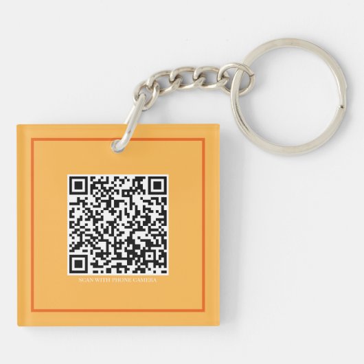 Personal Trainer | Oranje thema QR Code Sleutelhan Sleutelhanger (Achterkant)