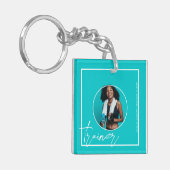 Personal Trainer | QR-code met blauwgroen thema's Sleutelhanger (Voorkant Links)